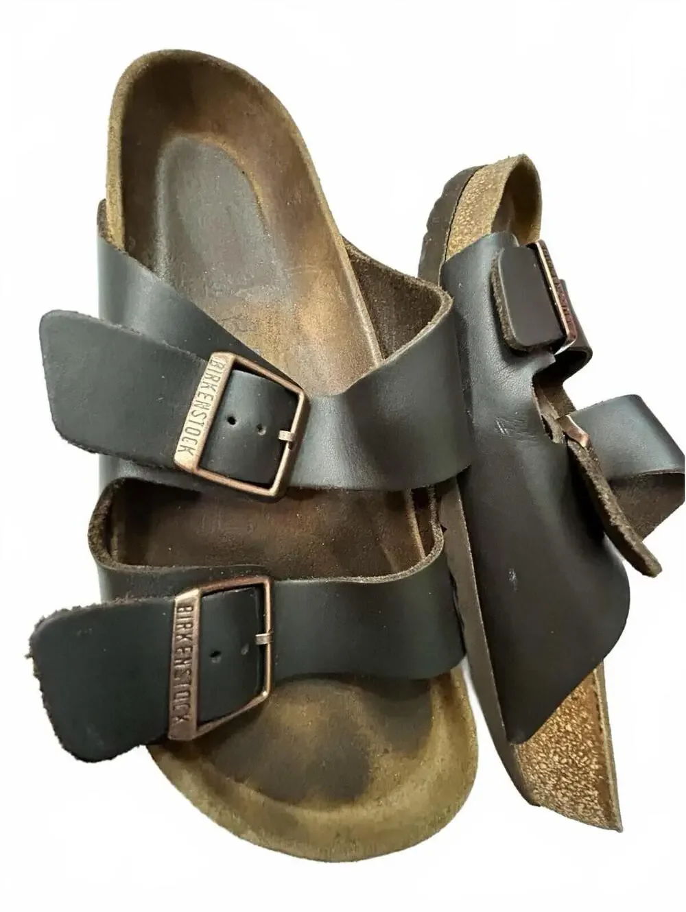 Birkenstock Arizona Men’s Brown Leather Slide Sandals 6.5 Adjustable Buckle boho